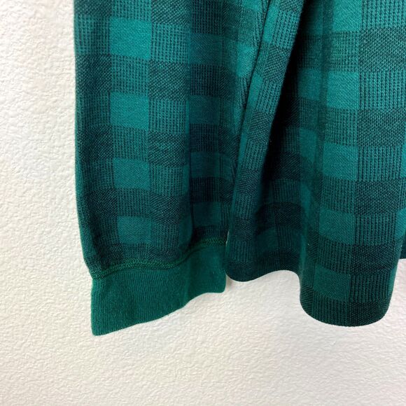 Eddie Bauer Men's Cotton Knit Henley Shirt Size L Green Plaid Vintage 90s USA - Picture 3 of 6